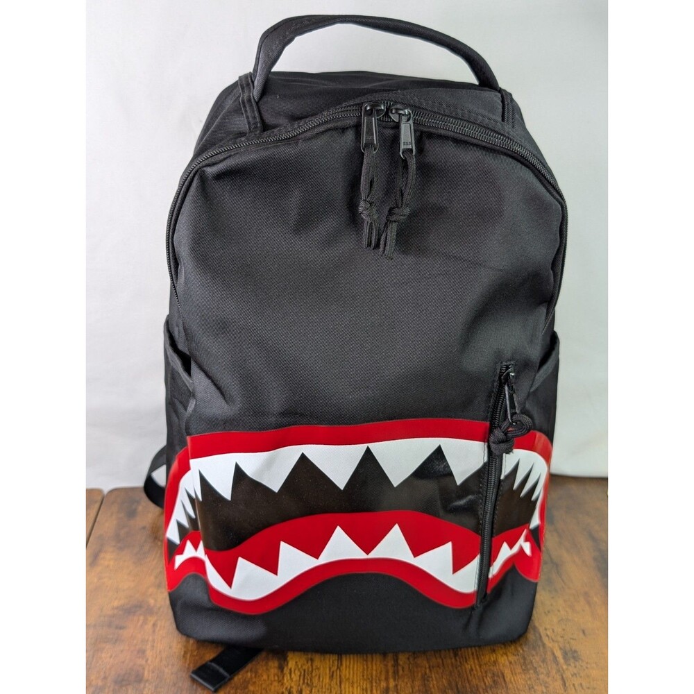 Unbranded Shark Mouth Streetwear Backpack Black Canvas School Travel Daypack NEW